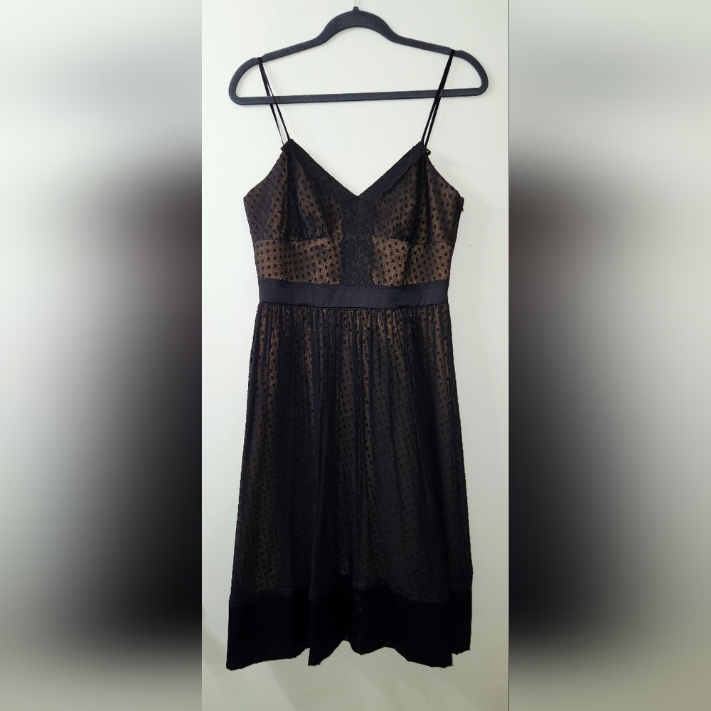 Laundry By Shelli Segal Black and Brown Polka Dot Midi Dress